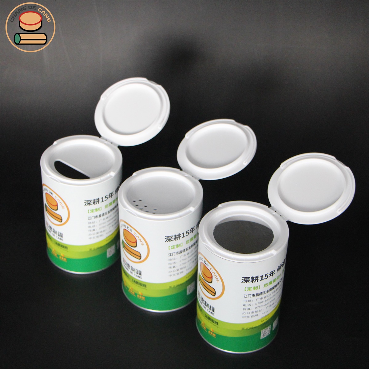 Shaker Paper Cans with Easy Peel Off Lid