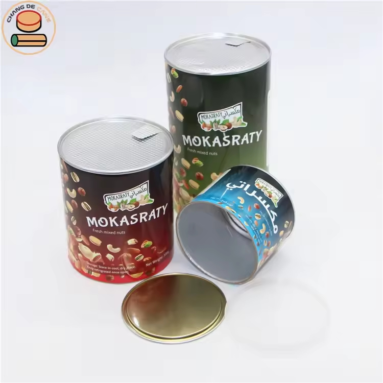 Easy-Peel Kraft Material Cylinder Tube for Baby Food Pet Food Powder Coffee Nuts Peanut Composite Paper Can with Lid