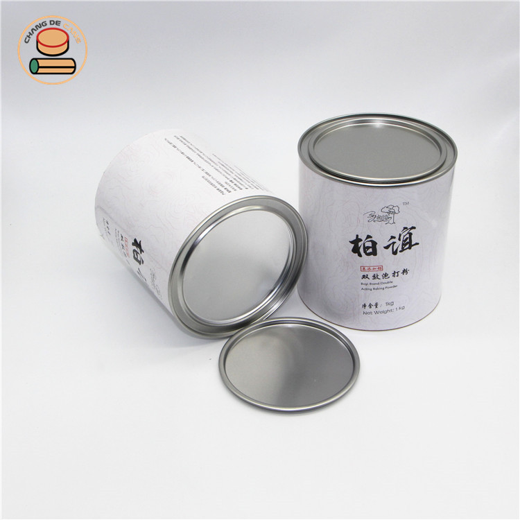 Food Grade Composite Paper Tube Packaging For Food Powder Baking Powder With Sealed Tinplate Lid Paper Can Food Jar