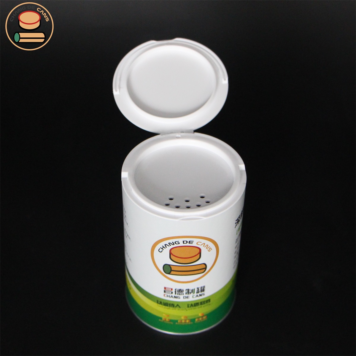 Shaker Paper Cans with Easy Peel Off Lid