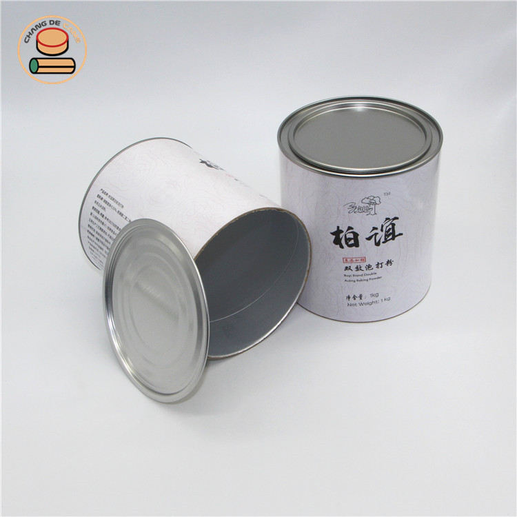 Food Grade Composite Paper Tube Packaging For Food Powder Baking Powder With Sealed Tinplate Lid Paper Can Food Jar