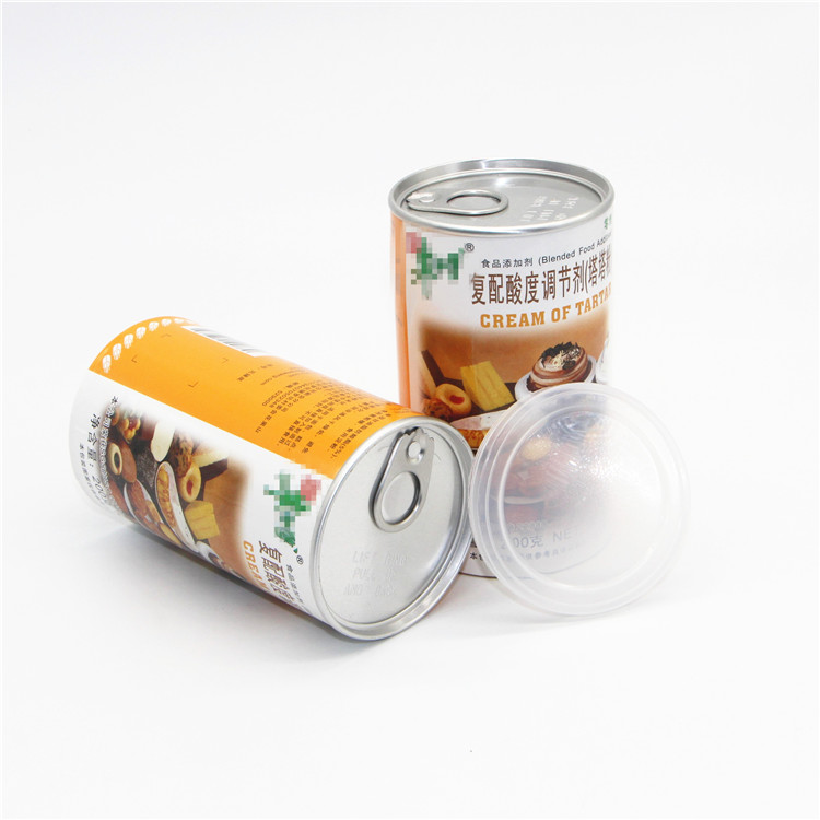 Round Easy Pull Ring Lid Paper Can For Powder Snacks