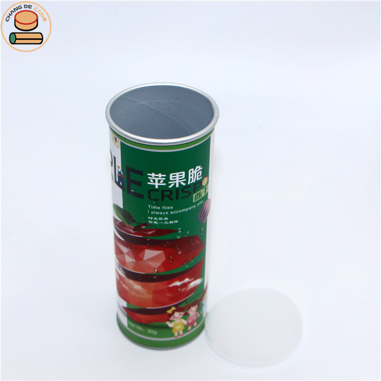 Customized Food Grade Packaging Snacks Nuts Paper Tube Cover Potato Chips Shrimp Chips Popcorn Crispy Paper Stamping Vanishing