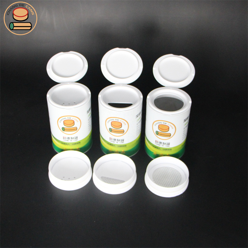 China Factory New Arrival Spice Pepper Paper Canister Shaker Tube with Opening Shaker Lid