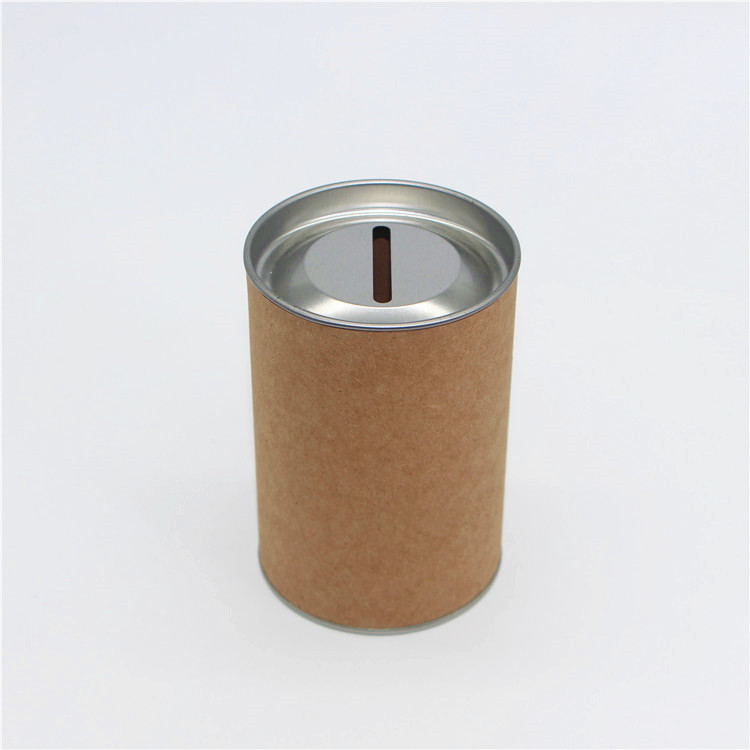 Custom Charity Paper Tubes High Quality Eco-friend Composit Box with Metal Cover