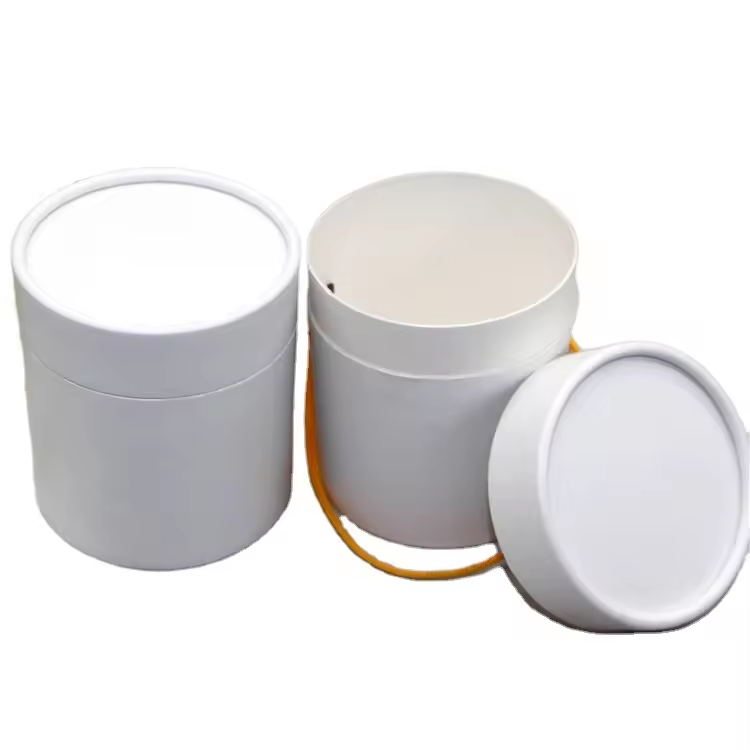 Round Cardboard Tube for Gift Composite Paper Craft Packaging with Handle And Cord Rope for Socks And Clothes Cylinder Box