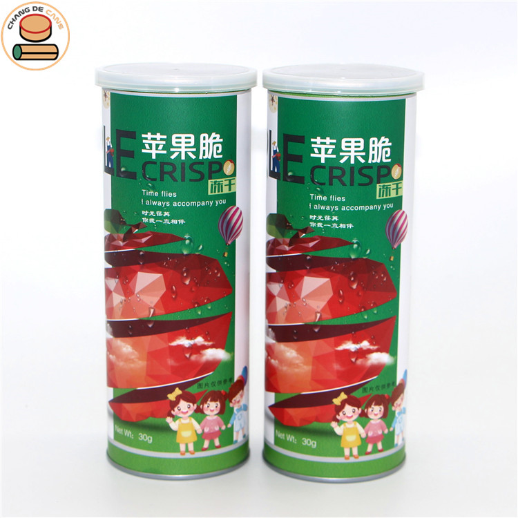 Customized Food Grade Packaging Snacks Nuts Paper Tube Cover Potato Chips Shrimp Chips Popcorn Crispy Paper Stamping Vanishing