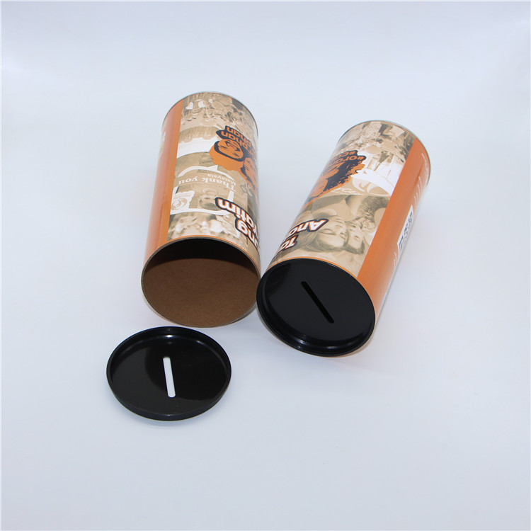 Hot Piggy Bank Paper Tube Customized Metal Lid Free Samples High Quality Recycle Paper Tubes Saving Money Cans