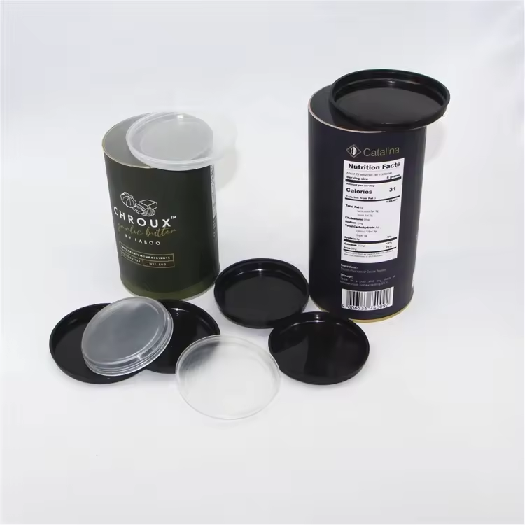 Industrial Use Composite Paper Tube Packaging for Whiskey Wine Glass Bottle Tea Leaves Plastic Plug Lid Candle Packaging Box