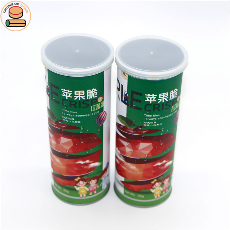 Customized Food Grade Packaging Snacks Nuts Paper Tube Cover Potato Chips Shrimp Chips Popcorn Crispy Paper Stamping Vanishing