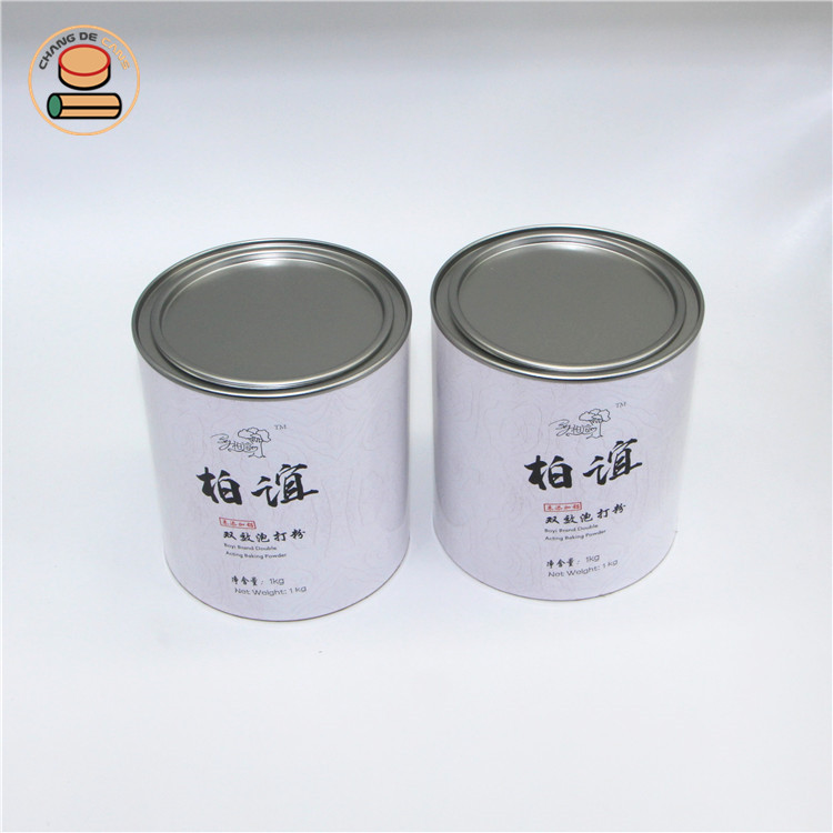 Food Grade Composite Paper Tube Packaging For Food Powder Baking Powder With Sealed Tinplate Lid Paper Can Food Jar