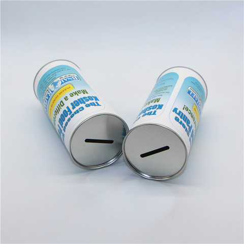 Hot Piggy Bank Paper Tube Customized Metal Lid Free Samples High Quality Recycle Paper Tubes Saving Money Cans