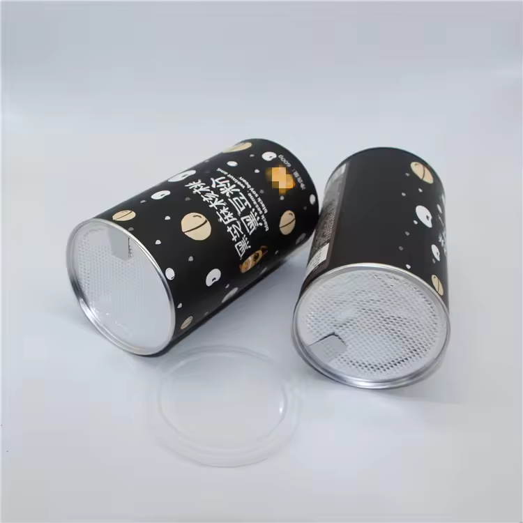 Easy-Peel Kraft Material Cylinder Tube for Baby Food Pet Food Powder Coffee Nuts Peanut Composite Paper Can with Lid