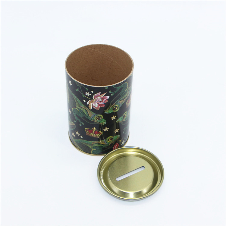 Custom Charity Paper Tubes High Quality Eco-friend Composit Box with Metal Cover