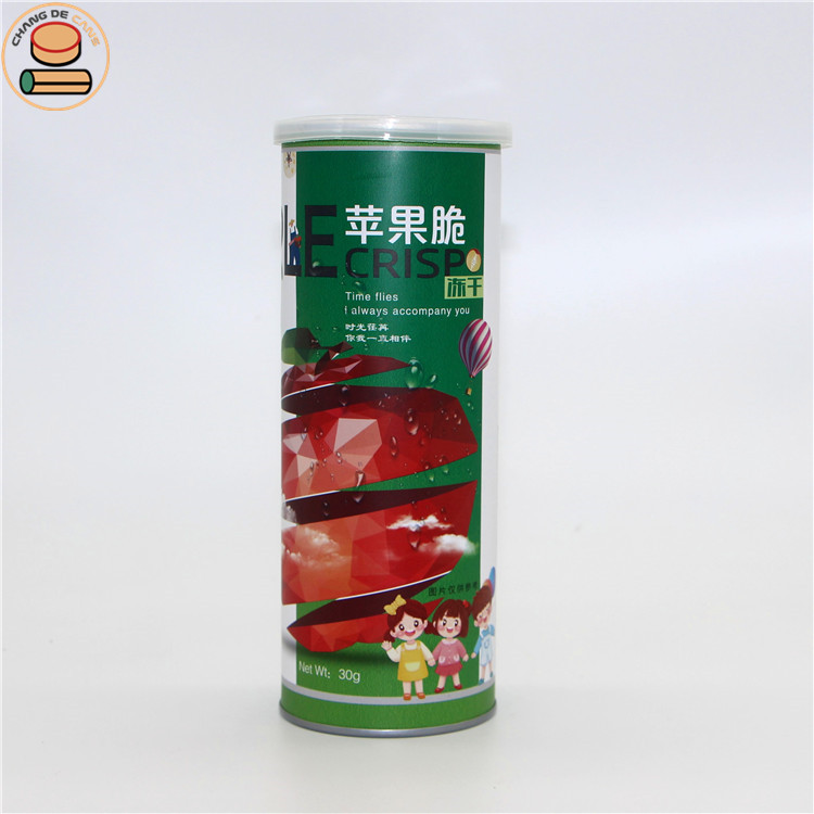 Customized Food Grade Packaging Snacks Nuts Paper Tube Cover Potato Chips Shrimp Chips Popcorn Crispy Paper Stamping Vanishing