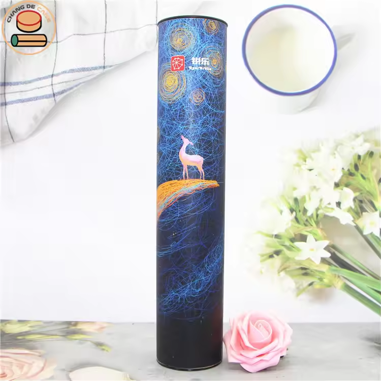 Long Cardboard Cylinder Paper Tube for Poster Umbrella Painting Maps Packaging Shipping with Tinplate Plug Lid Candle Industry