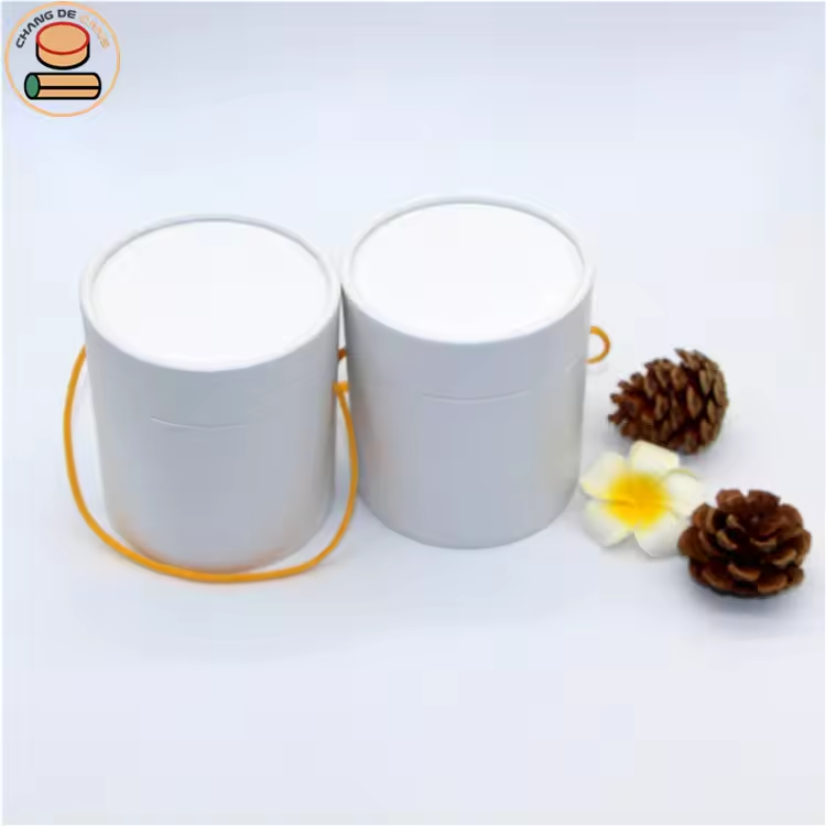 Round Cardboard Tube for Gift Composite Paper Craft Packaging with Handle And Cord Rope for Socks And Clothes Cylinder Box